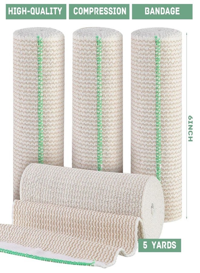 LINXIU Elastic Bandage Wrap 6 Inch Compression Wrap Bandage with Self-Closure Washable Wide Elastic Bandages for Legs Tummy Body 4 Pack - Image 2